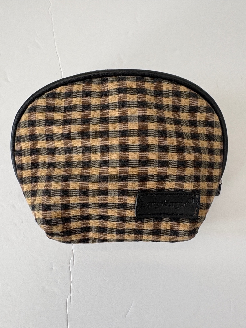 Longaberger Homestead Gingham Small Pouch Makeup Travel Vintage early 2000's
